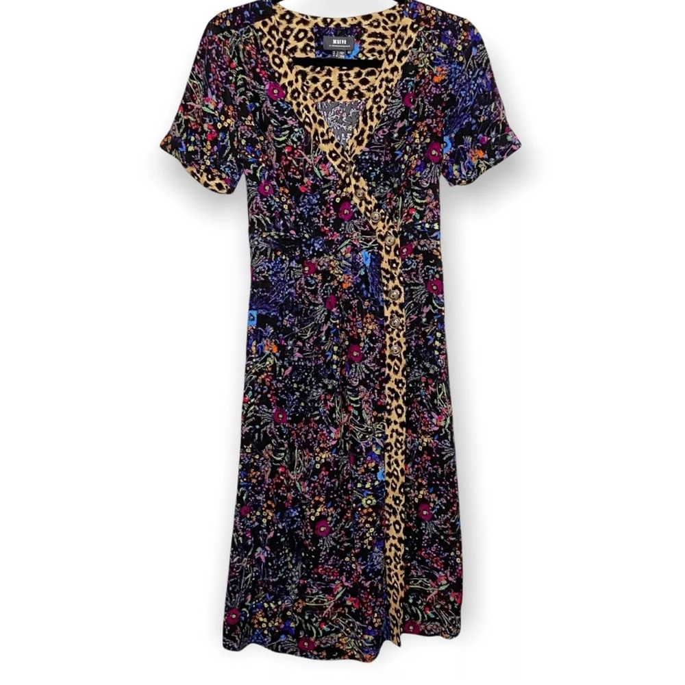 Anthropologie Leopard Floral Wrap Dress - Picture 11 of 12